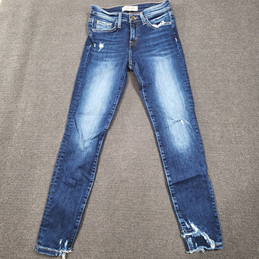 Flying Monkey Platinum Jeans Womens 25 Blue Distressed Skinny Denim